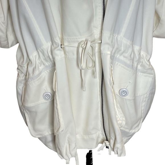 CATHERINE MELANDRINO White 100% Silk Utility Jacket Quiet Luxury Plus Size 14 - Picture 6 of 16